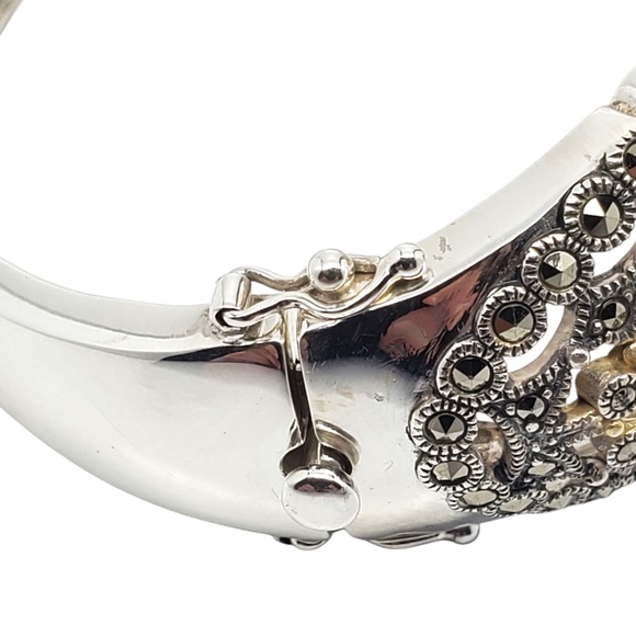 Judith Jack Sterling Silver & Gold-Tone Marcasite Bangle Bracelet #21222 - Picture 8 of 13